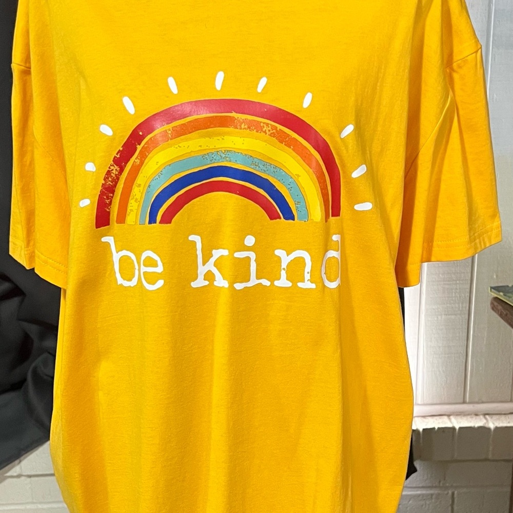 Be Kind Rainbow Graphic Women’s T‑Shirt - Yellow